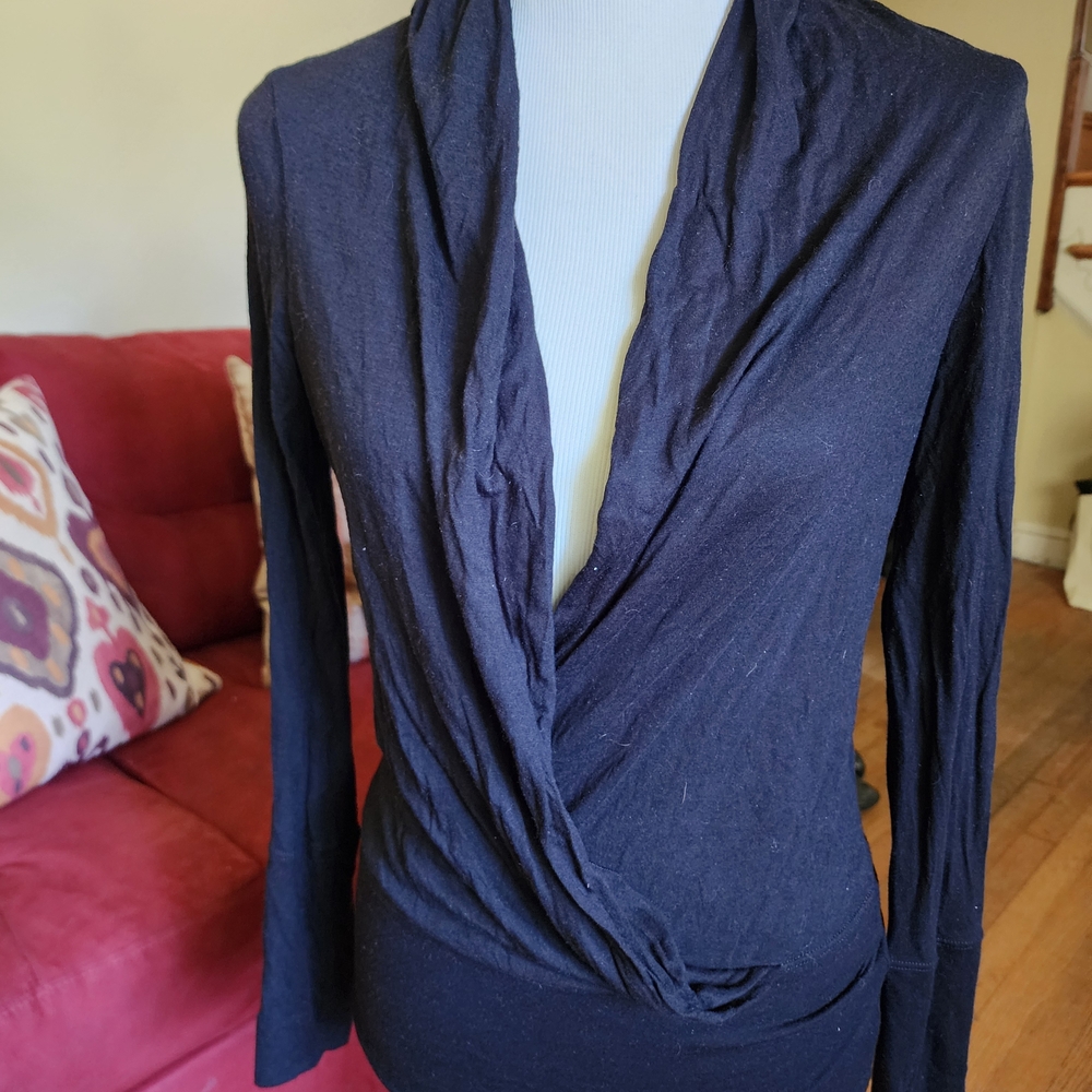 BCBGMaxAzria Black Drape Front Top